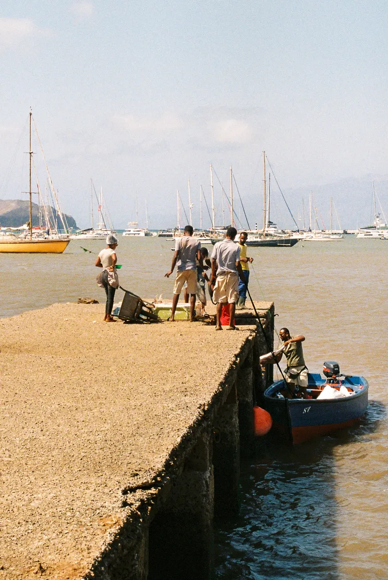 Fishermen on the pier at Mindelo, São Vicente