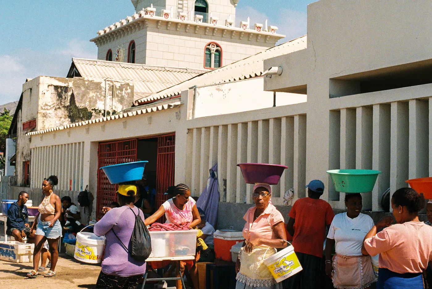 Vendors outside the market in Mindelo, São Vicente